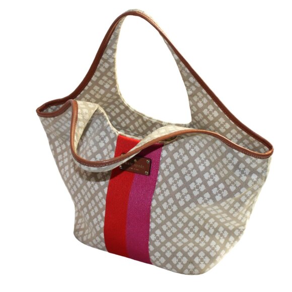 Kate Spade Stevie Classic Cream & Tan Signature Logo Jacquard Hobo Bag - Picture 7 of 13